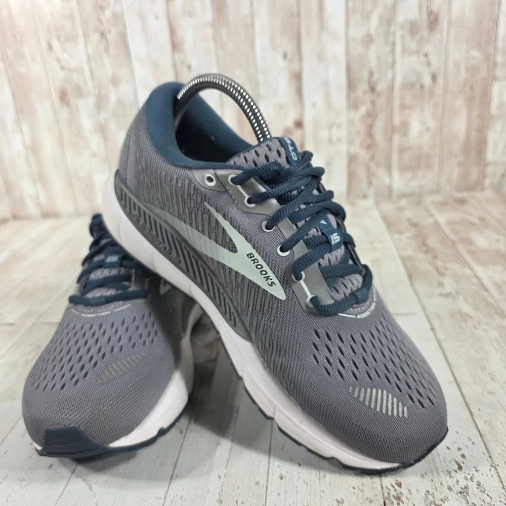 Brooks Addiction GTS 15 Womens Grey Navy Running Shoes 1203521B099 Size 8.5 B